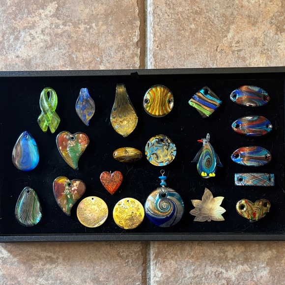 Jewelry - Handmade Multicolor Glass Pendant & Charm Lot
